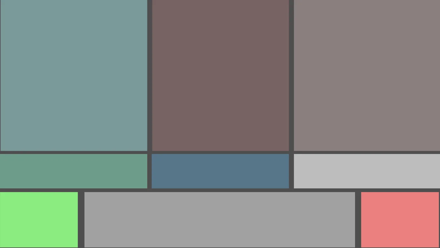 Desktop background: nine coloured fields on a dark ground, arranged in three rows