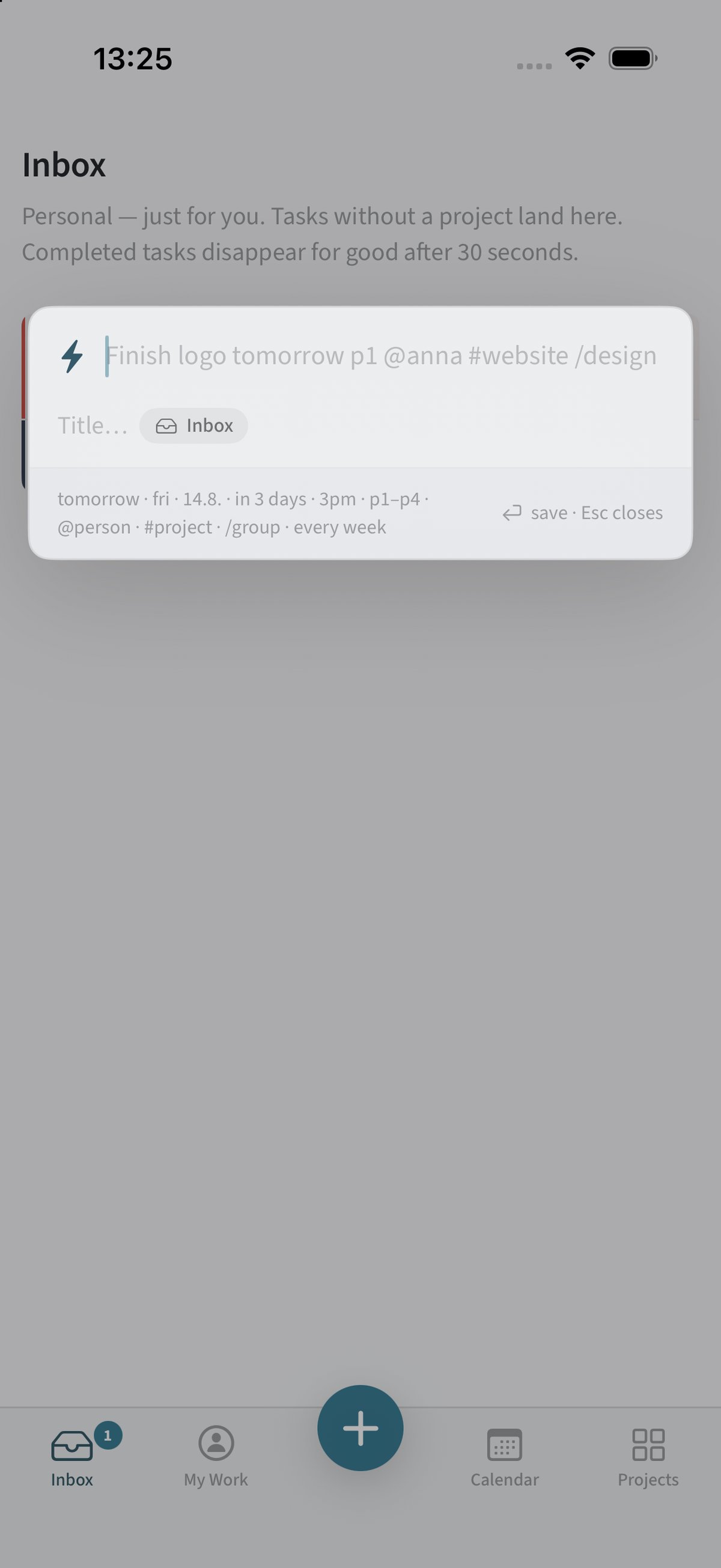Quick entry on the iPhone with syntax hints